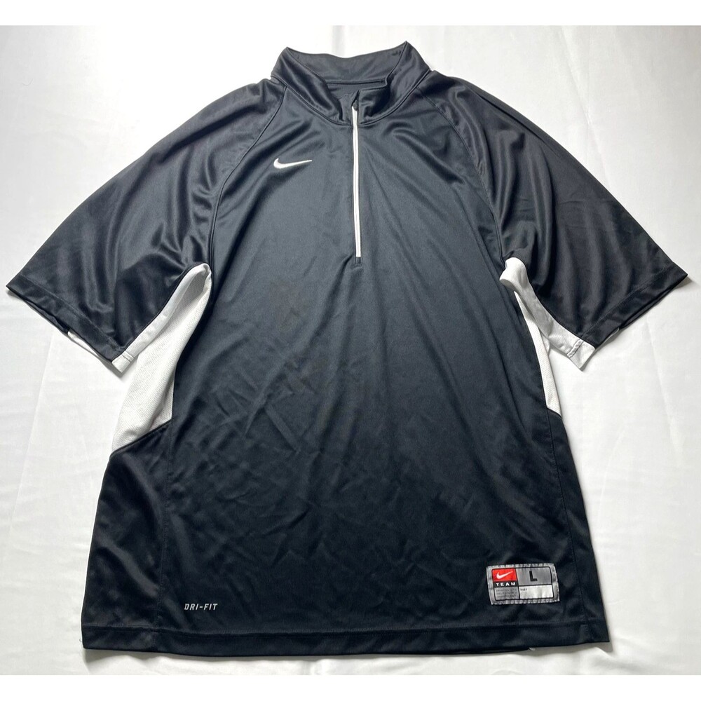 Nike Team Dri-FIT Shirt Men’s Large Black White Short Sleeve Quarter Zip